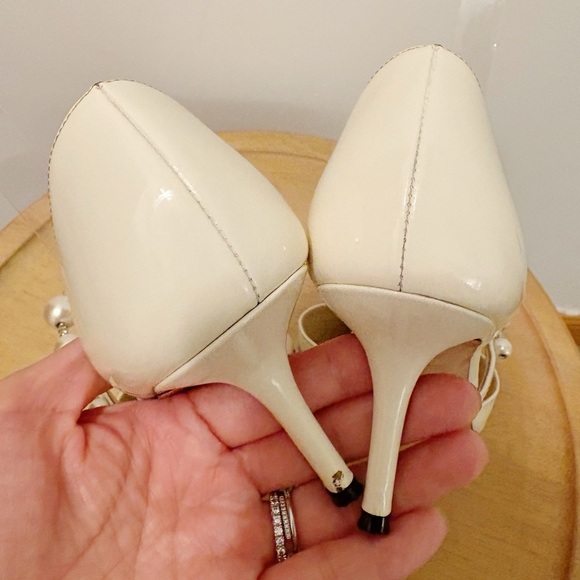 Jimmy Choo Aurelie Patent Leather Pearl Embellishment Heel - Picture 10 of 11